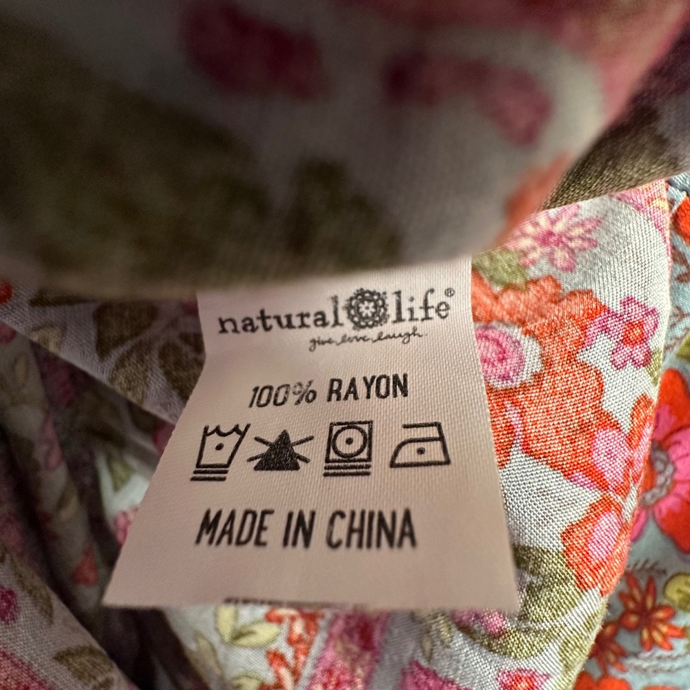 Natural Life Evangeline Maxi Dress Women XL Floral Boho Tiered V-Neck Pockets - Picture 5 of 13